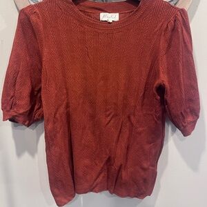 Marled Women's Rust Short-Sleeve Knit sweather